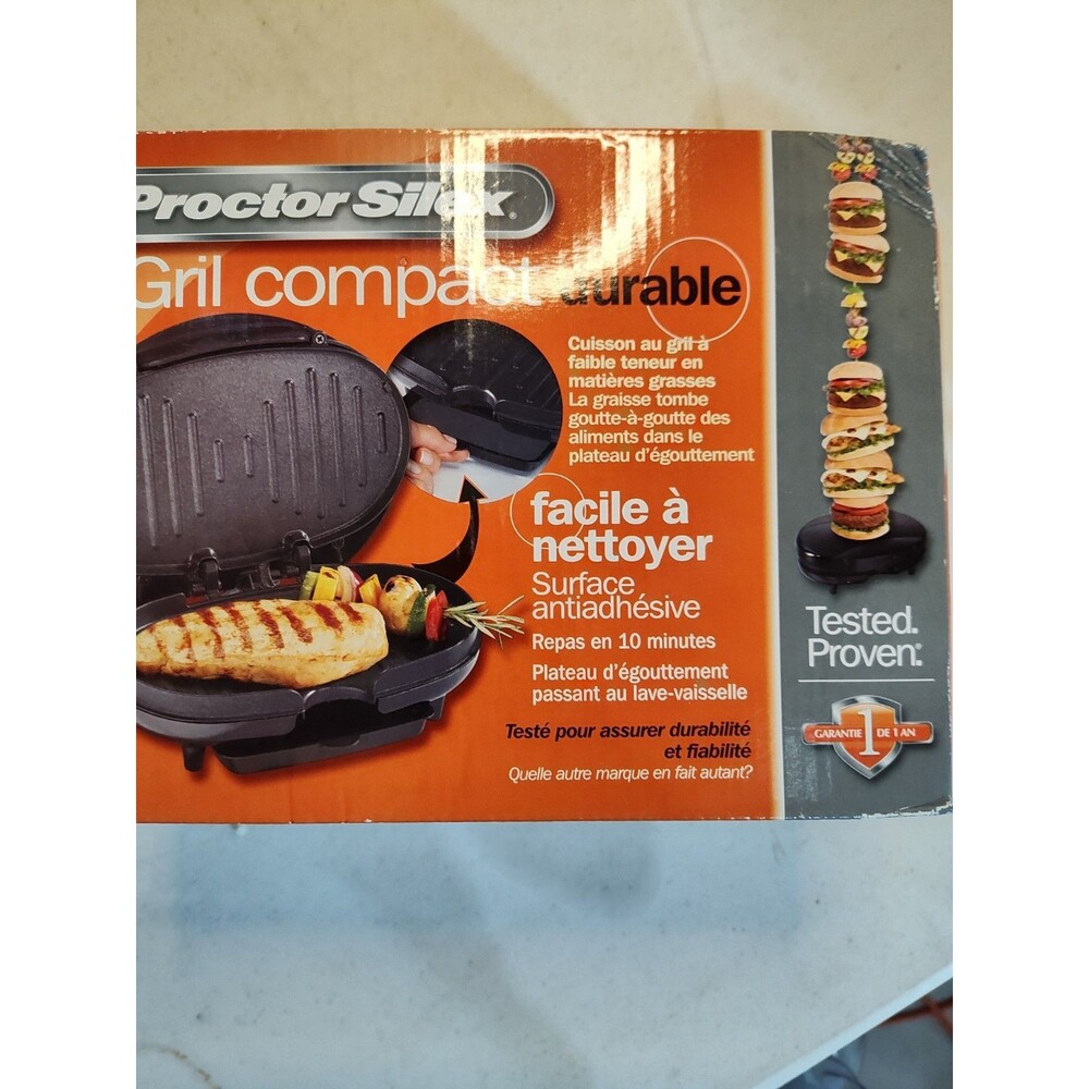 Proctor Silex Compact Grill 25218 NIB 2004 Nonstick Surface Easy Clean (686)